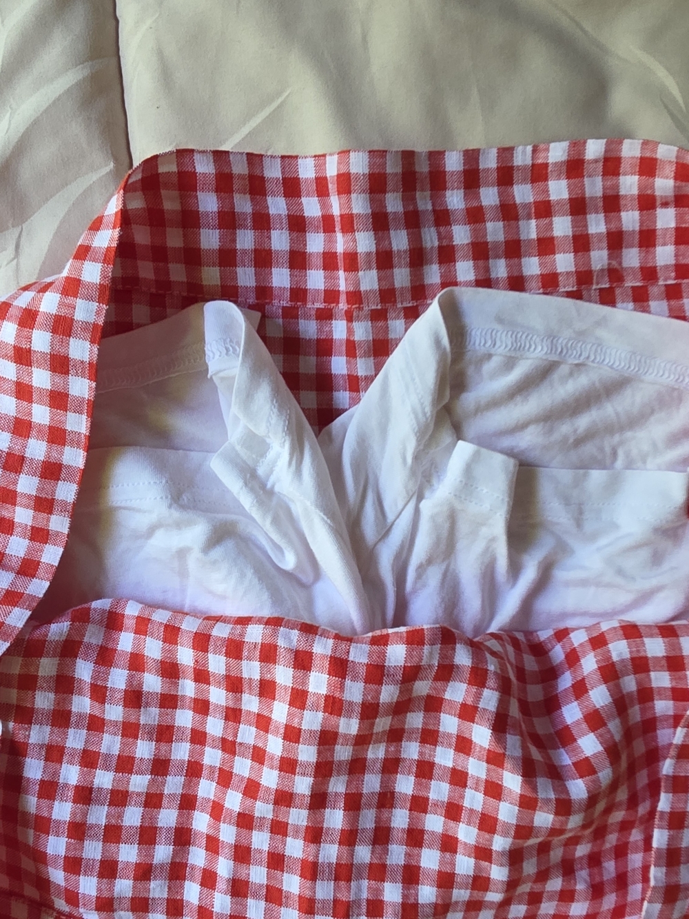 C &C Red and White Gingham Drawstring Skort - Picture 2 of 3